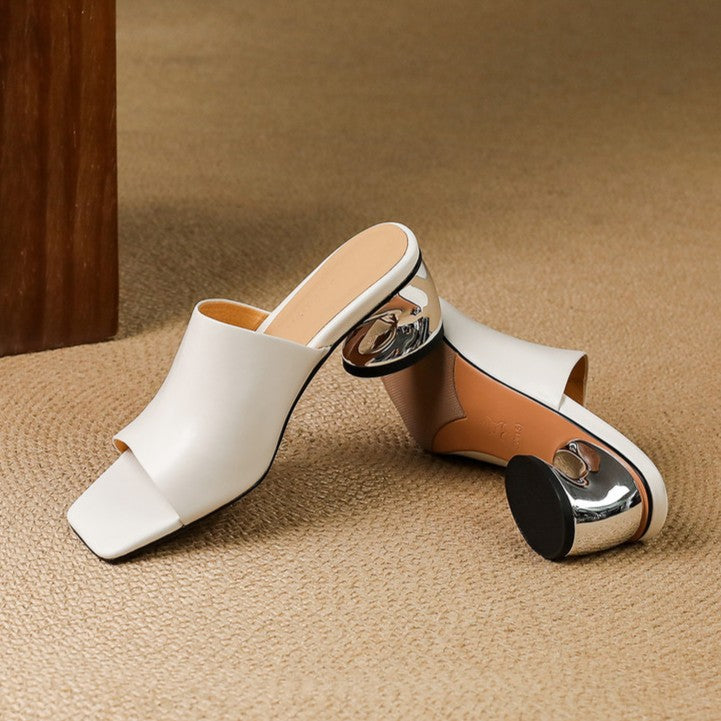 Virelle | Curve Leather Mule Heels