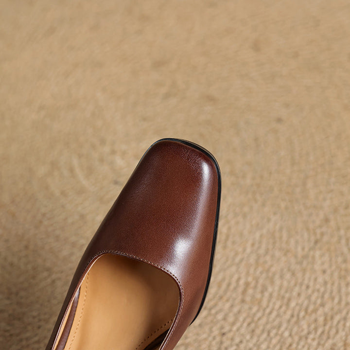 Elviera | Square Leather Pumps