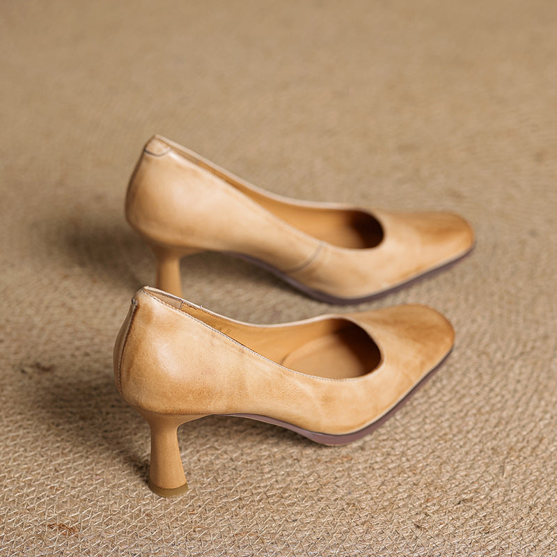 Elviera | Square Leather Pumps