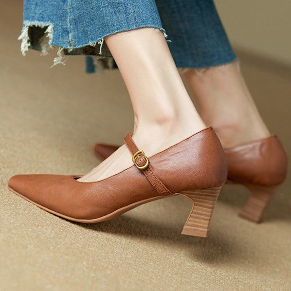 Orvane | Mary Jane Leather Pumps