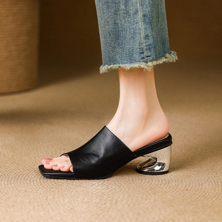 Virelle | Curve Leather Mule Heels