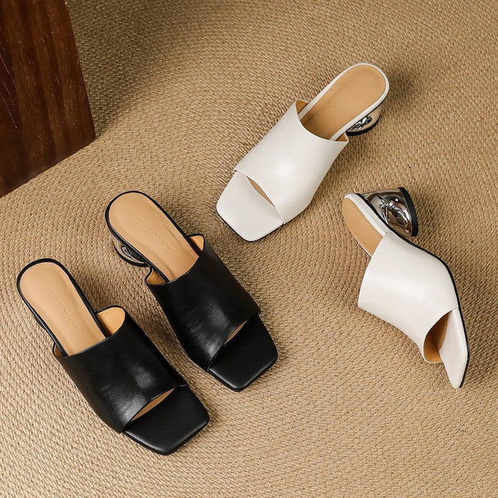 Virelle | Curve Leather Mule Heels