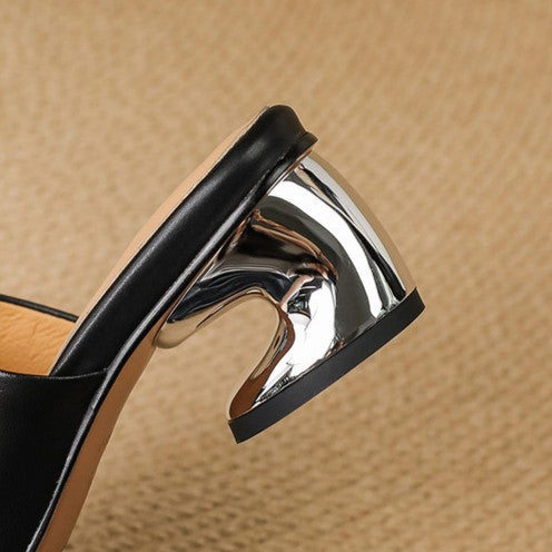 Virelle | Curve Leather Mule Heels