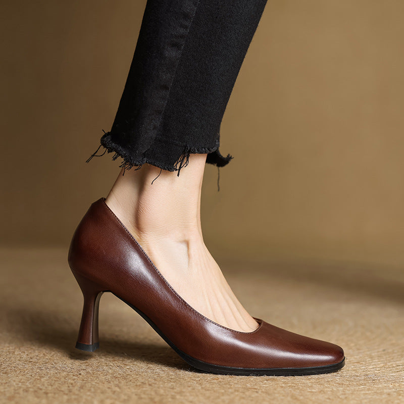 Elviera | Square Leather Pumps