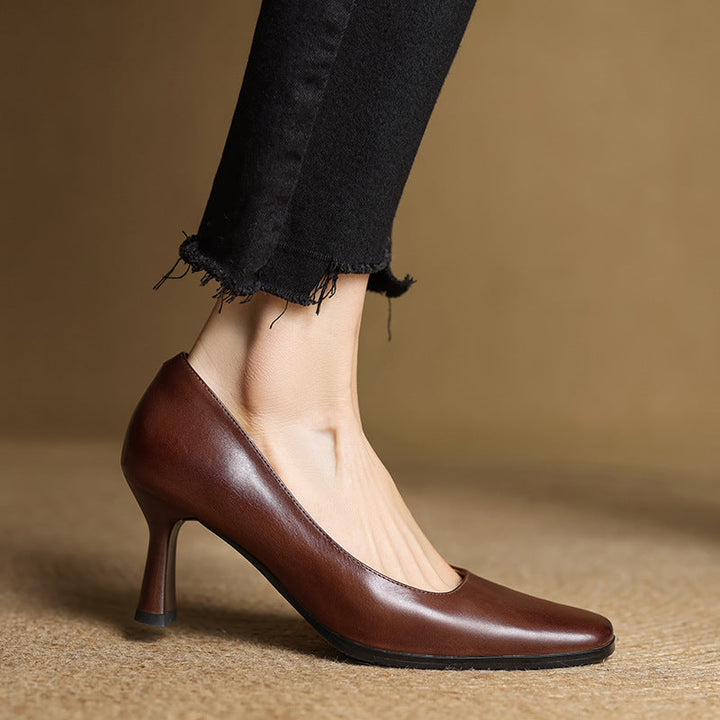 Elviera | Square Leather Pumps