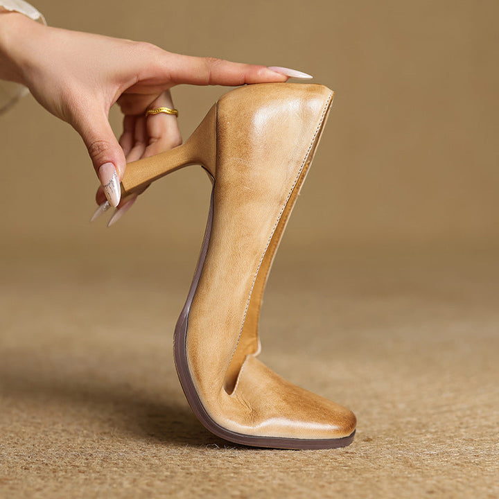 Elviera | Square Leather Pumps