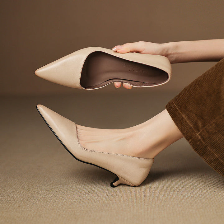 Orlisse | Leather Kitten Heel Pumps