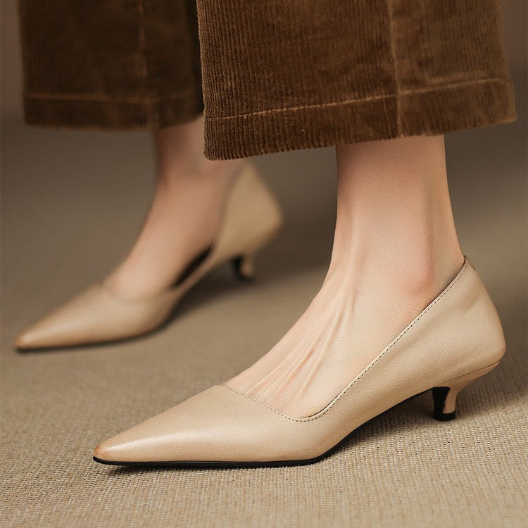 Orlisse | Leather Kitten Heel Pumps