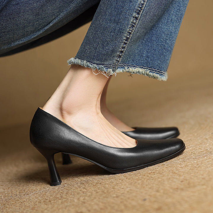 Elviera | Square Leather Pumps