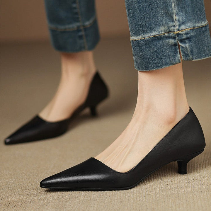 Orlisse | Leather Kitten Heel Pumps