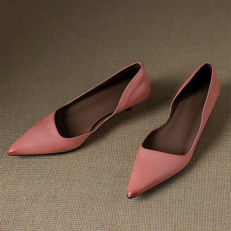 Orlisse | Leather Kitten Heel Pumps