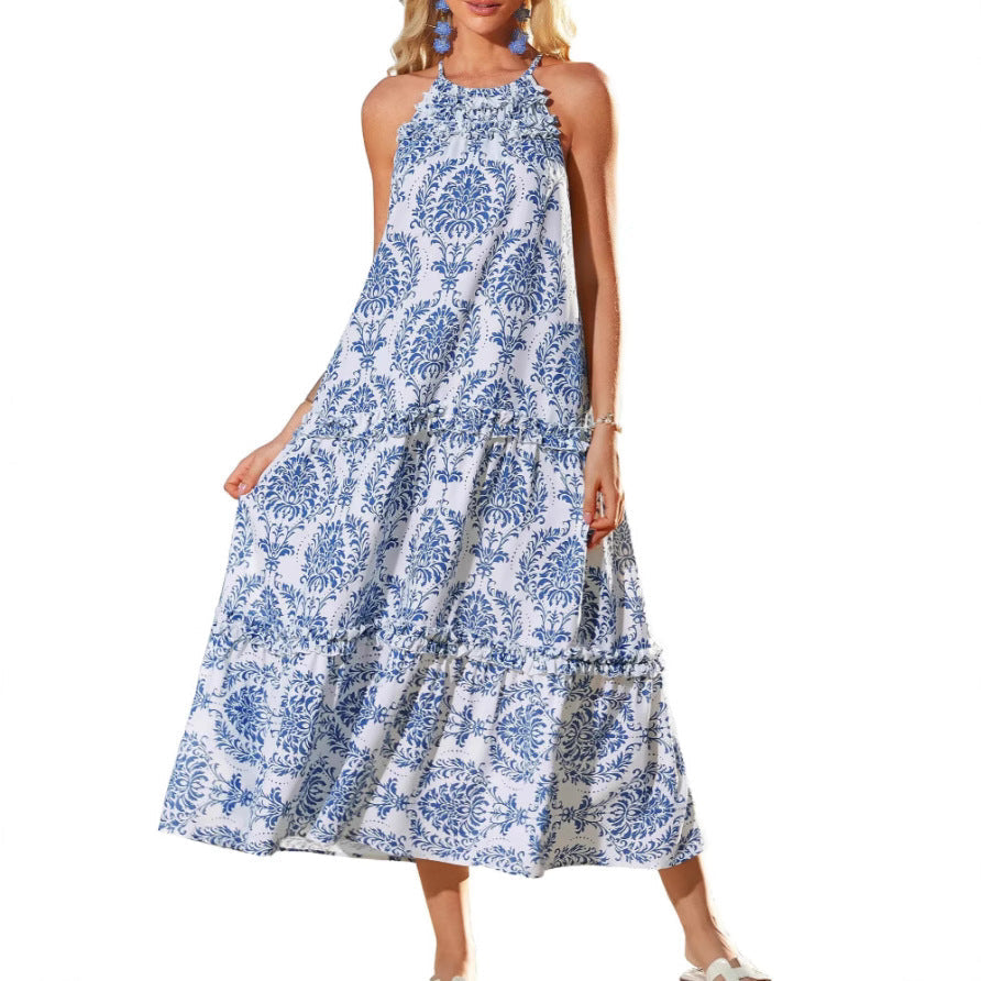 Fecility | Chic Boho Halter Tiered Maxi Dress
