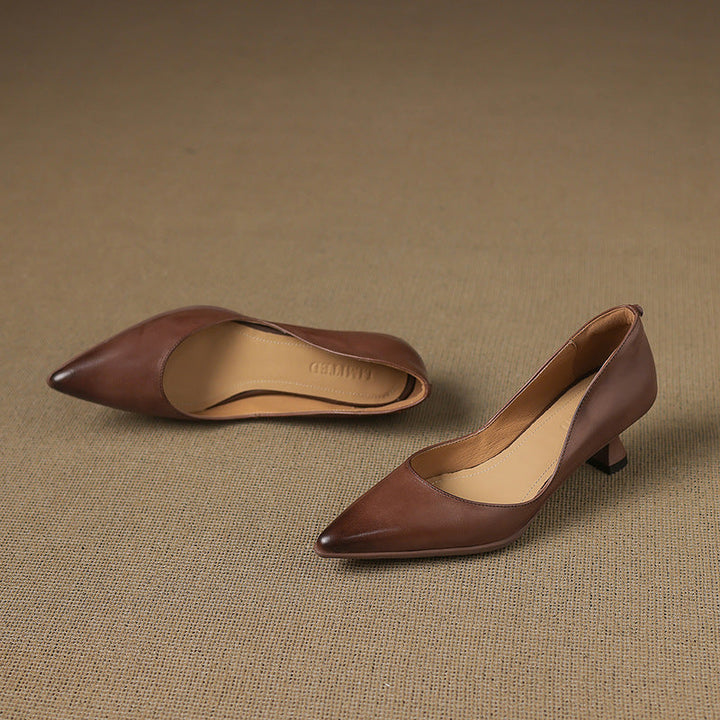 Calenne | Leather Kitten Heels