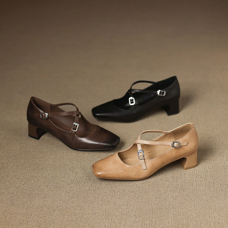 Marvane | Leather Kitten Heels