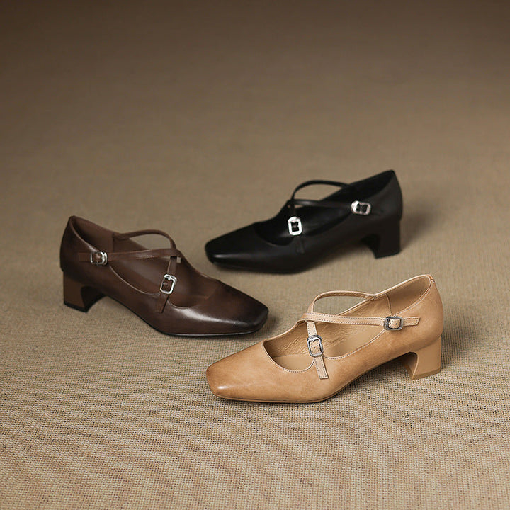 Marvane | Leather Kitten Heels