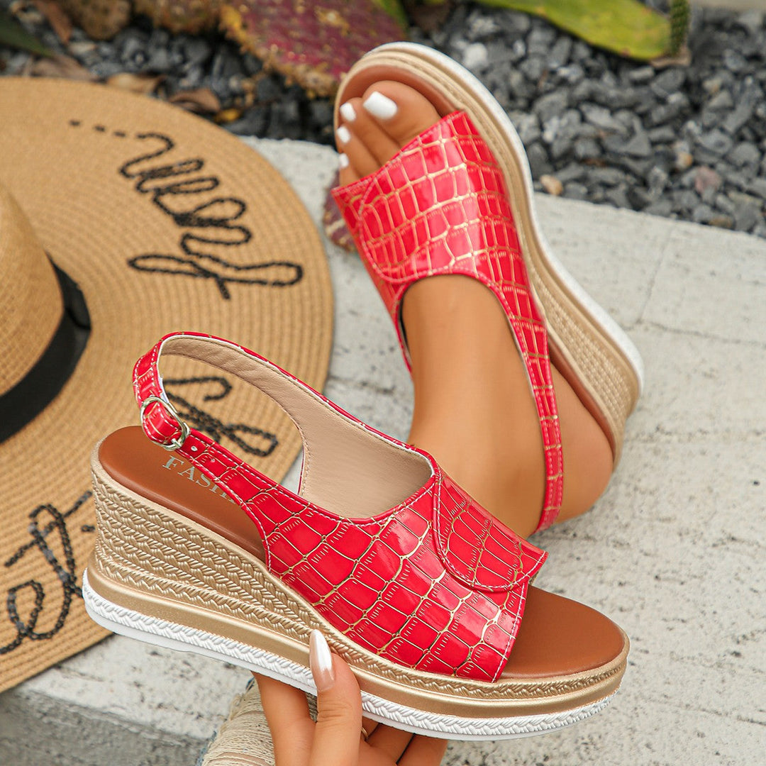Velina | Gloss Wedge Heels