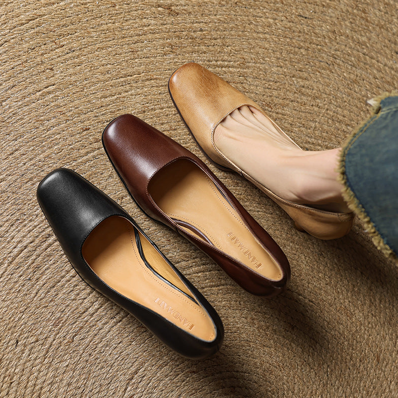 Elviera | Square Leather Pumps