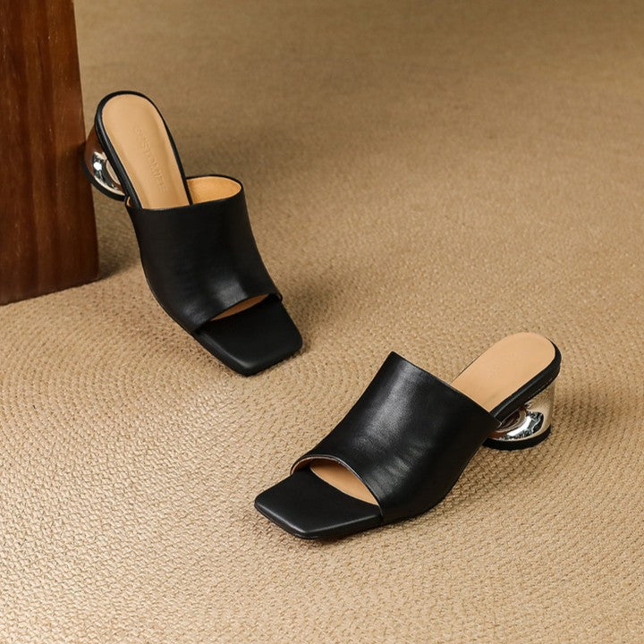 Virelle | Curve Leather Mule Heels