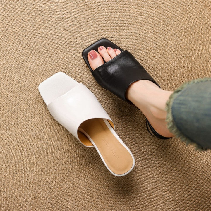 Virelle | Curve Leather Mule Heels