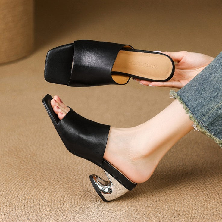 Virelle | Curve Leather Mule Heels