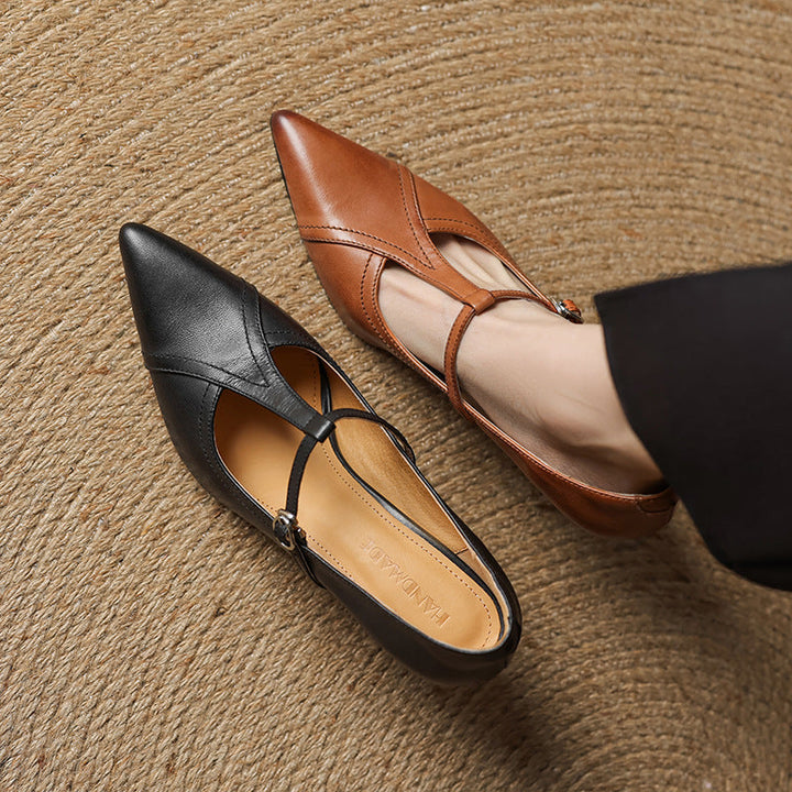 Aveline | Leather T-strap Pumps