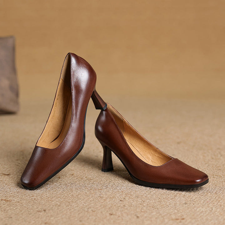 Elviera | Square Leather Pumps
