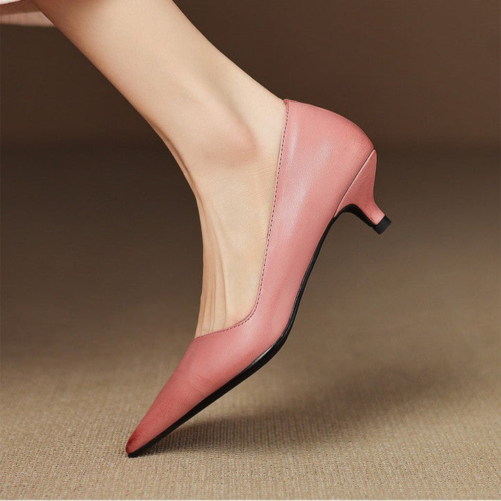 Orlisse | Leather Kitten Heel Pumps