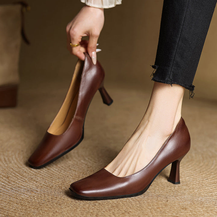 Elviera | Square Leather Pumps