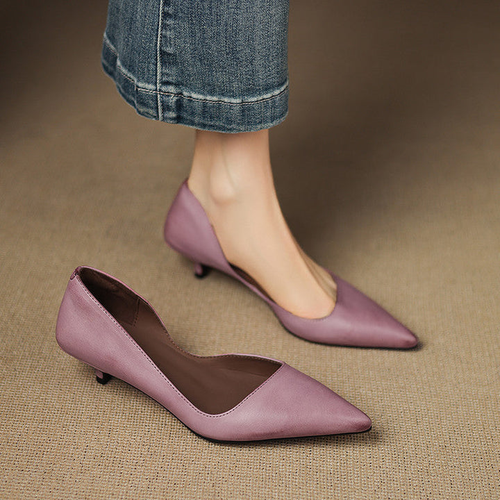 Orlisse | Leather Kitten Heel Pumps