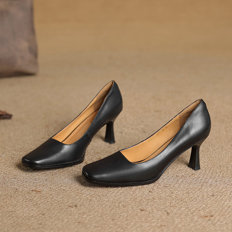 Elviera | Square Leather Pumps