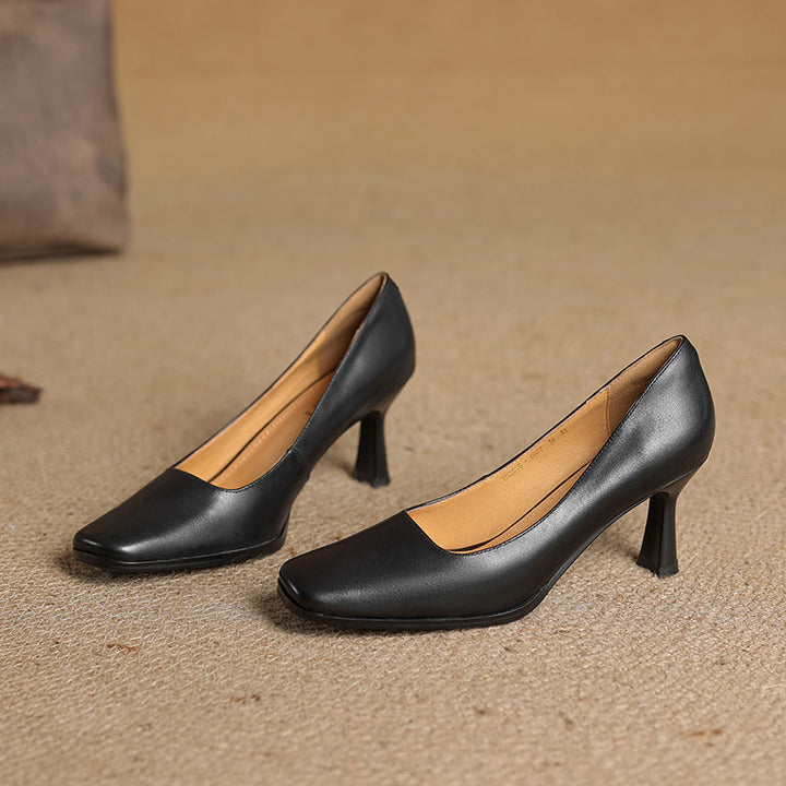 Elviera | Square Leather Pumps