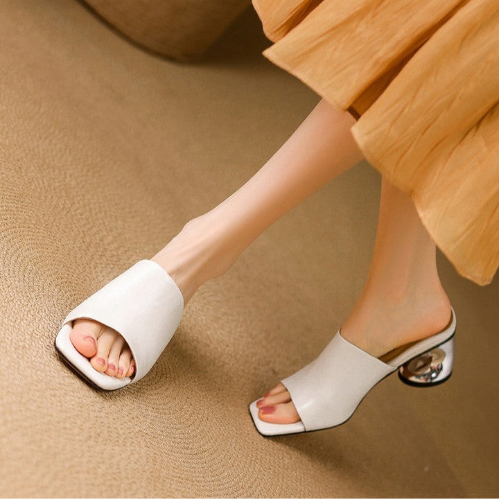 Virelle | Curve Leather Mule Heels