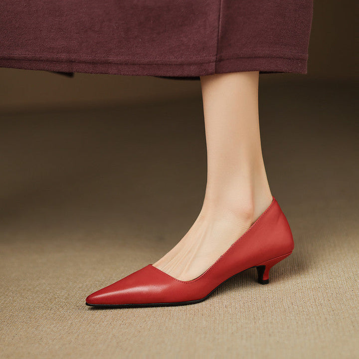 Orlisse | Leather Kitten Heel Pumps