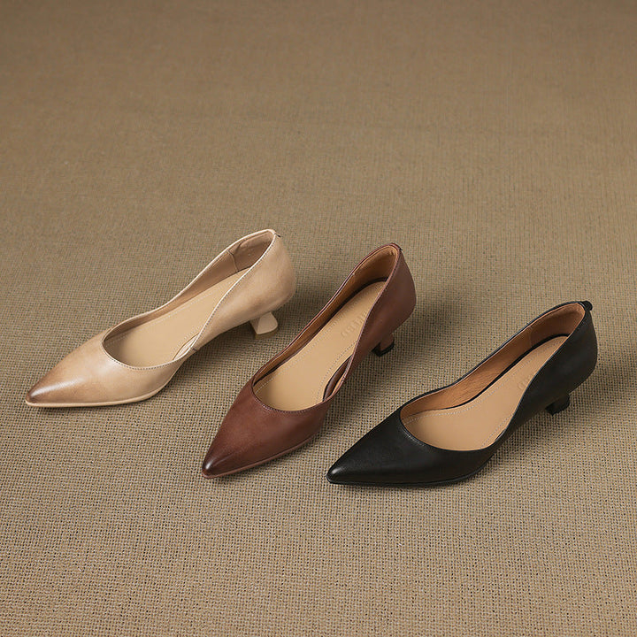 Calenne | Leather Kitten Heels