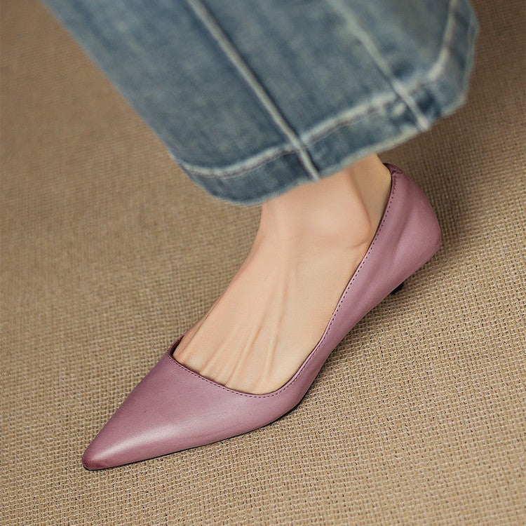 Orlisse | Leather Kitten Heel Pumps