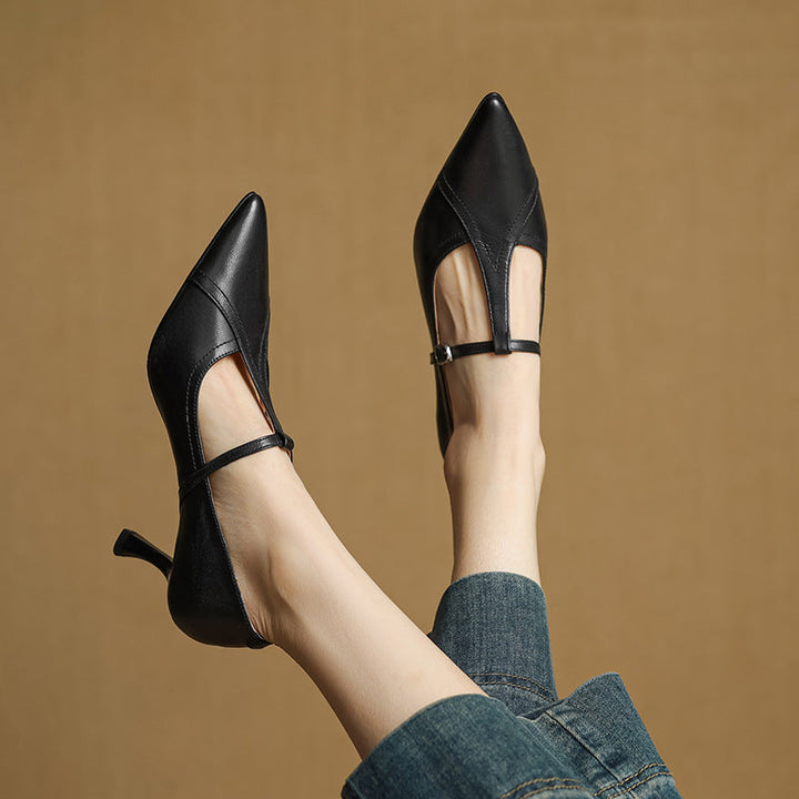 Aveline | Leather T-strap Pumps