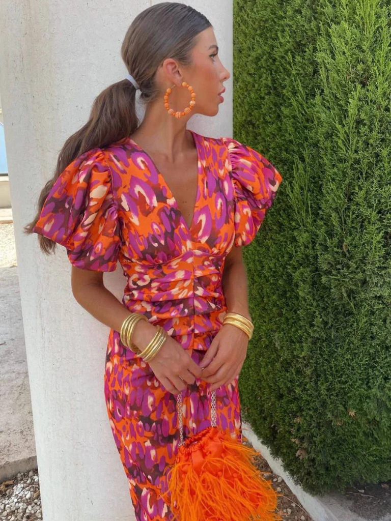 Amelia | Vivid Pleated Midi Dress