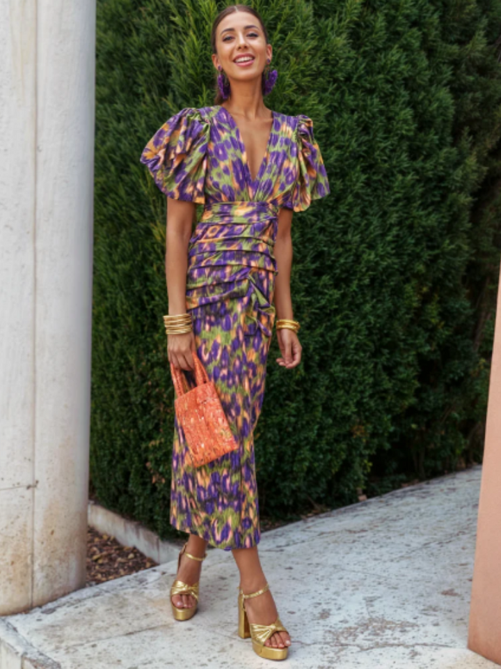 Amelia | Vivid Pleated Midi Dress