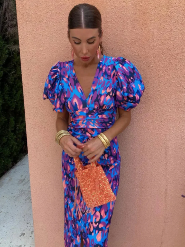 Amelia | Vivid Pleated Midi Dress