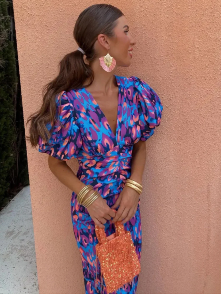 Lydia | Vivid Pleated Midi Dress