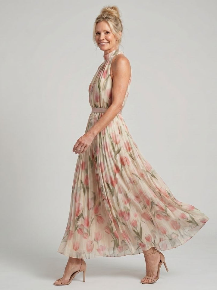 Amber | Halter Neck Floral Midi Dress
