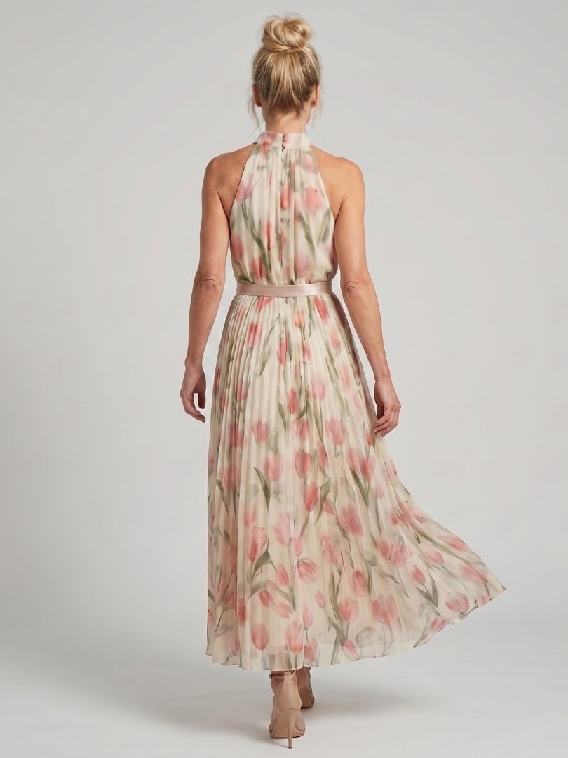 Amber | Halter Neck Floral Midi Dress
