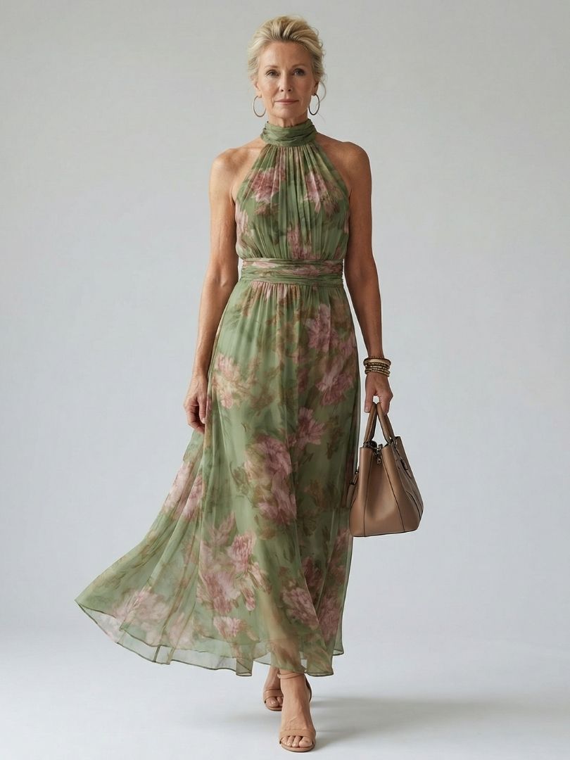 Chloe | Gathered Halter Midi Dress