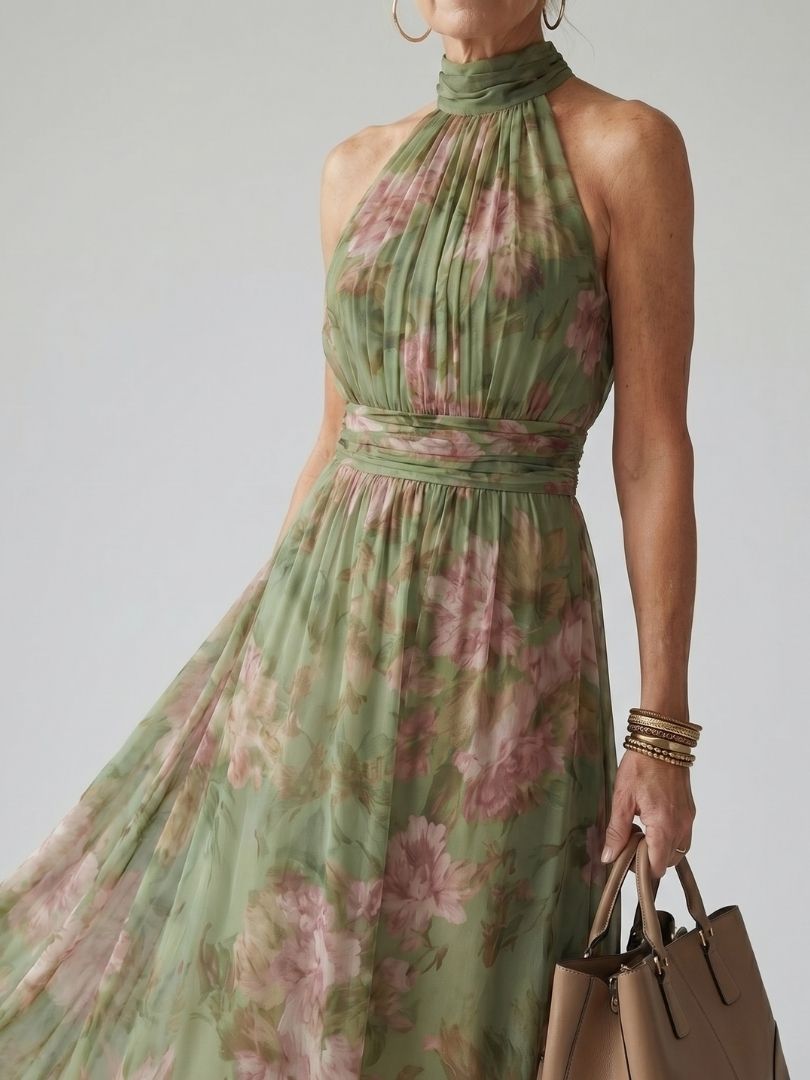 Chloe | Gathered Halter Midi Dress