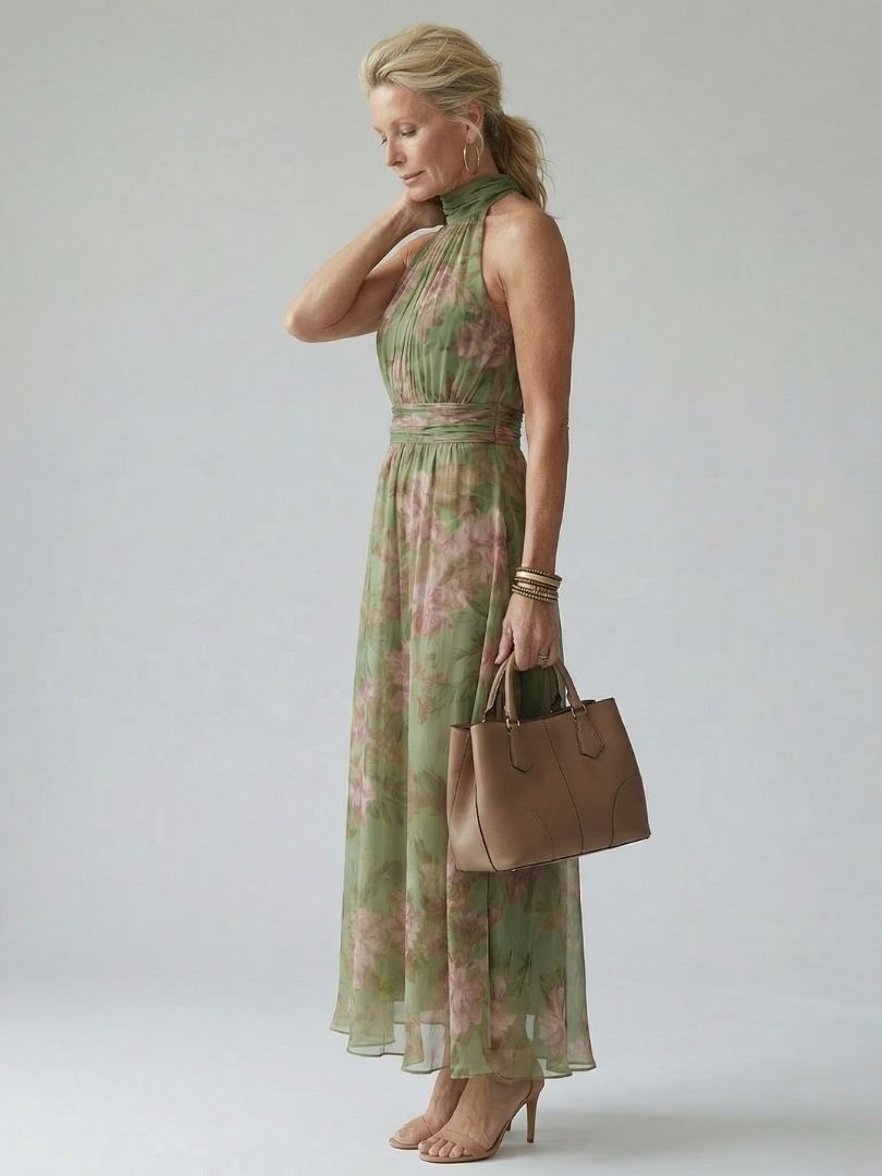 Chloe | Gathered Halter Midi Dress