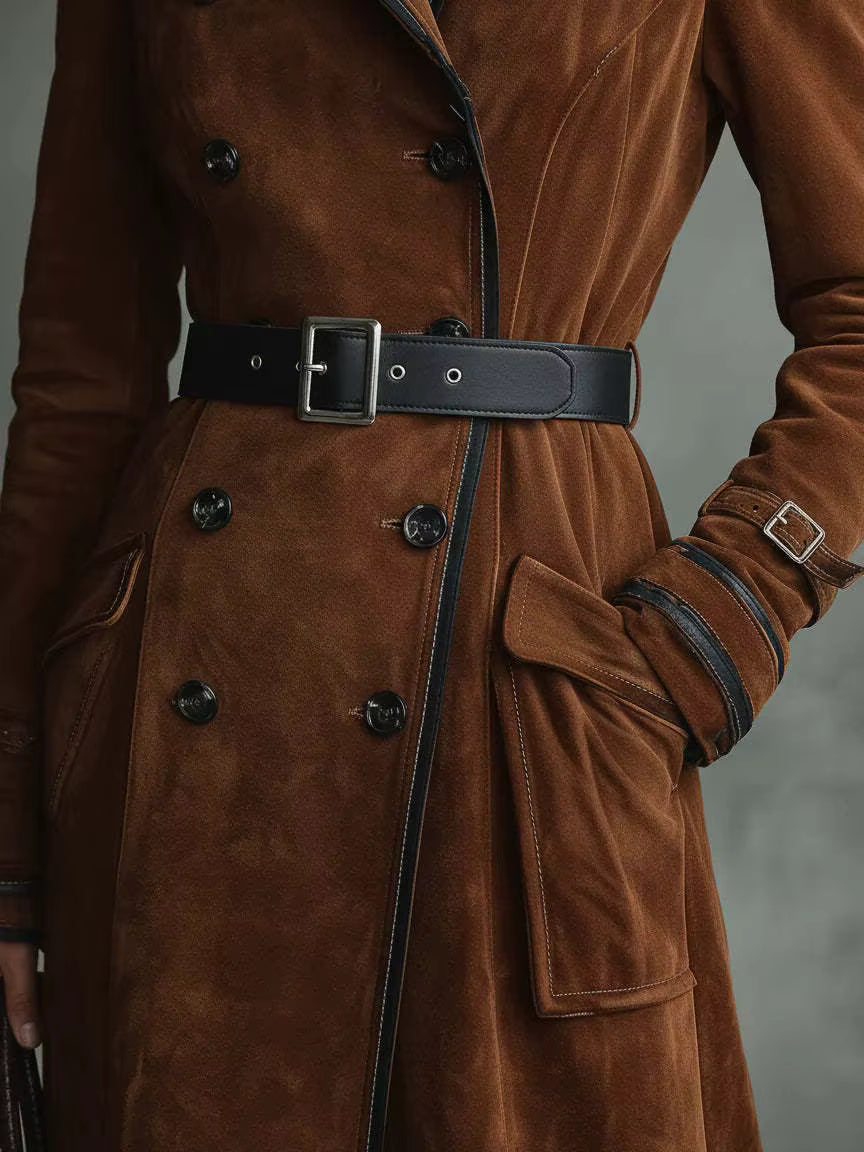 Nathalie | Suede Trench Coat