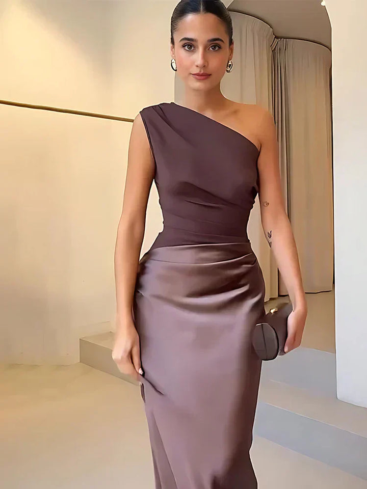 Luna | Satin Maxi Dress with Slit