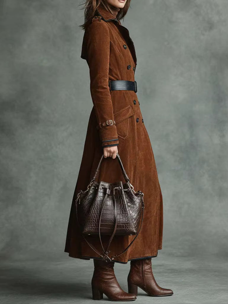 Nathalie | Suede Trench Coat