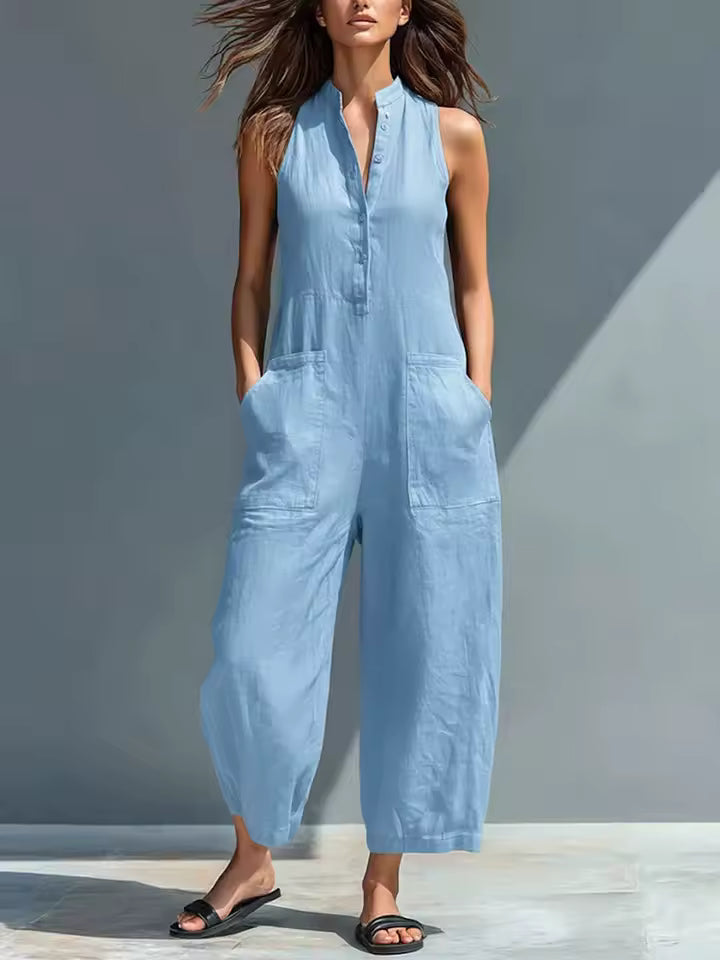 Avery | Relaxed Sleeveless Button-Front Jumpsuit