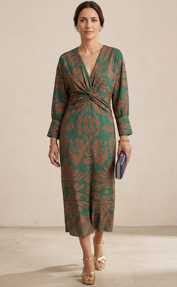 Isabel | Timeless Charm Print Elegant Midi Dress